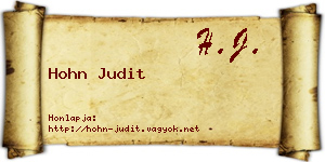 Hohn Judit névjegykártya